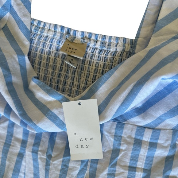 Blue Striped Midi Dress- Sz 8 - Picture 10 of 16